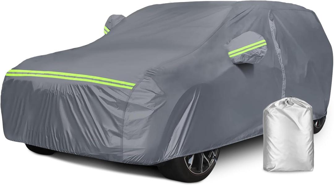 SUV Car Cover,Car Cover Waterproof All Weather, with Door Zipper Universal Fit Chevrolet Tahoe, Suburban, Ford Expedition,Jeep Wagoneer, Nissan Armada etc (YXXL-Fit SUV-Length (207" To 212"))