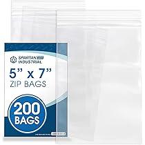 Spartan Industrial - 5” X 7” (200 Count) 2 Mil Clear Reclosable Zip Plastic Poly Bags with Resealable Lock Seal Zipper