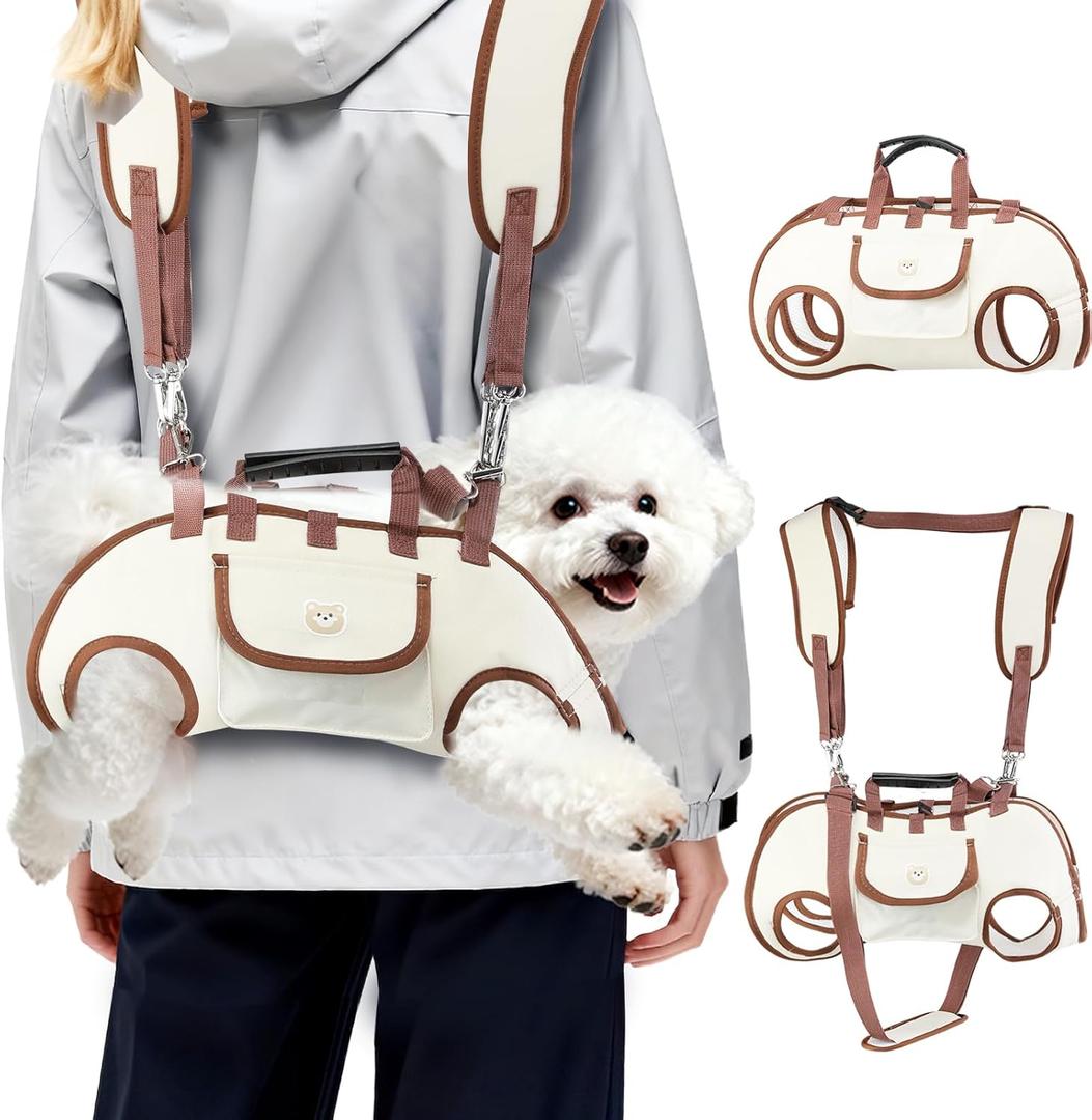 Hands Free Dog Backpack Carrier for Small Dogs, Yorkie Shoulder Carrier Sling Backpack Carriers Dog Lift Harness Portable Breathable Pet Carrier Backpack for Small Puppies (L, 14.3-19.8lbs)