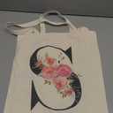 Initial Canvas Tote Bag for Women, Personalized Monogrammed Tote Bags with Makeup Gift Bag for Wedding Bridesmaids Birthday