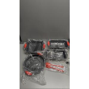 Baking Pan Set, 14 Piece Premium Baking Set, Nonstick Bakeware Sets BPA Free, Baking Nonstick Set, Cake Pan & Red Kitchen Utensils