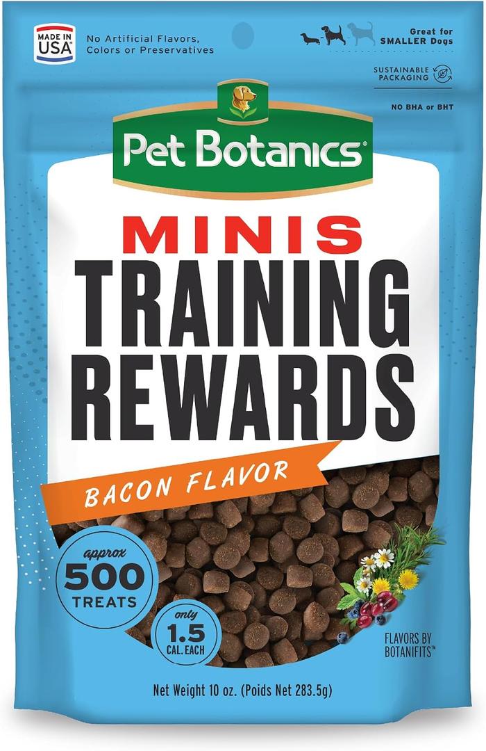 Pet Botanics 10 oz. Pouch Training Rewards Mini Soft & Chewy, Bacon Flavor, with 500 Treats Per Bag, The Choice of Top Trainers (EXP 12/17/26)