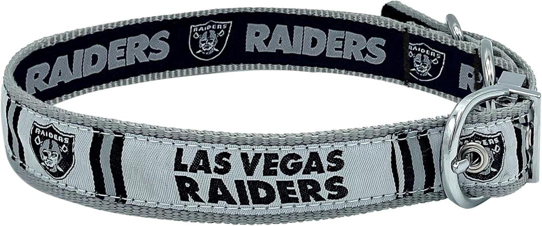Pets First Las Vegas Raiders Reversible NFL Dog Collar Size Medium, Premium Two-Sided Pet Collar with Your Favorite NFL Team!