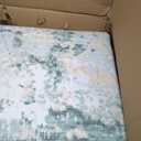 ROYHOME Modern Abstract Area Rug 9x12 Non Slip Non Shedding Rug Low Pile Stain Resistant for Bedroom Living Room,Green