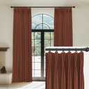 CAPALOCA Linen Pinch Pleated Curtains Blackout 100% Black Out Curtains 90 Inches Long 2 Panels with Hooks, Thermal Insulated Pinch Pleat Drapes for Bedroom, 40Wx90L, Terracotta