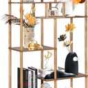 7 Tier Bookshelf, 64 Inch Tall Shelf with 9 Open Back Shelves, Vintage Wood for Bedroom, Living Room and Home Office