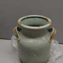 Quoowiit Ceramic Rustic Farmhouse Vase, Distressed Decorative Flower Vases for Home Decor, Ideal Shelf Decor, Green Boho Vase for Living Room Bedroom Kitchen Office Centerpiece Table Decorations (8 Inch-green)