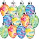 Lillian Vernon Stained Glass Egg Blown Glass Easter Ornaments - Handcrafted Hanging Tree Decorations, Stained Glass Easter Egg Holiday & Party Decor, 2 in, Assorted, 12-Piece Set