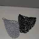 MTLEE 2 Pcs Black and Gray Mesh Crochet Pearl Hair Snood Rayon Knit Crocheted Sleeping Cap Net for Women Long Curly Hair