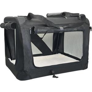 Fhiny Large Cat Carrier for 2 Cats, 24"x17"x17" Soft Dog Crate Collapsible Portable Travel Pet Carrier Bag Durable Breathable Foldable Kitten Carrier Bag for Cats Puppy Under 45 Lbs Black
