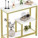 CHOEZON Modern Console Sofa Table 3-Tier Hallway Table Open Storage, Marble Veined Table Top, Metal Frame, for Entryway, Foyer, Marble White and Gold TXG03DJ, 31.5"L x 11.8"W x 30.5"H