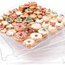 4 Pcs Premium Acrylic Serving Trays for Party, 12 x 12 Heavy Duty Clear Serving Platters and Trays for Food Cupcake Dessert Cookie Bakery Snack Charolas para Postres for Buffet Table, Square Stackable