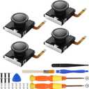 Hall Effect Joystick, 32 in 1 - No Drifting - Replacement Thumb for Switch JoyCon, Right/Left Stick - 4pcs with Repair Kit