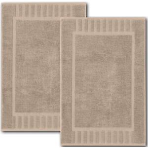 White Classic Luxury Bath Mat Floor Towel Set - Absorbent Cotton Hotel Spa Shower/Bathtub Mats [Not a Bathroom Rug] 22"x34" | 2 Pack | Taupe