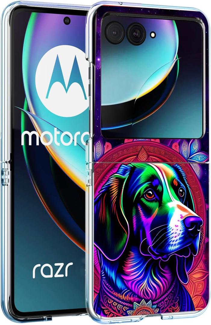 Razr Plus 2023 Case,Floral Dog Mandala Anti-Scratch Solid Hard case Protective Shookproof Phone Cover for Motorola Razr+ 2023/Razr Plus 2023