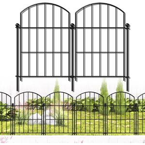 FOREHOGAR Metal Garden Fence 17in (H) x 10ft (L), 10 Panels + 11 Stakes Dog Fence Border Fence Animal Barrier, No Dig Garden Fencing for Yard Flower Bed Patio Outdoor, CTW1710 Black