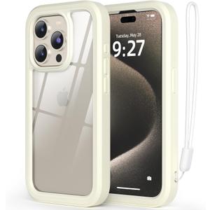 WXR Compatible with iPhone 15 pro max case,Soft Silicone Bumper & Crystal Clear Hard PC Back and Hard PC Inner,[Military Grade Drop Protection] 3in1 Heavy Duty Case 6.7 inch. (White)