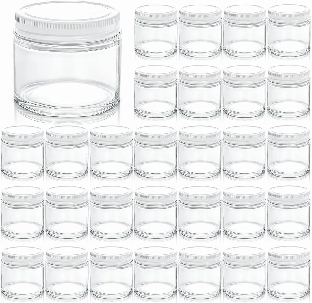 TOPZEA 30 Pack Small Glass Jars with Lids, 2 Oz Round Clear Straight Sided Canning Jars Spice Jars Mason Jars Food Container for Cream, Lotions, Ointments, Herbs, Spices and Wedding Favor