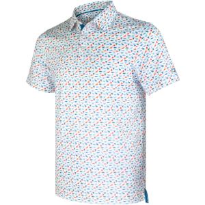 Colorful Hunting Animals Golf Shirts for Men Short Sleeve Polo (White)