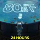 BluSwim Above Ground Pool Skimmer with Solar Digital Thermometer | Wall Mount Surface Skimmer - Auto Skimming Pool Floating Debris | 2 Upgraded Bracket - More Stable & Height Adjustable