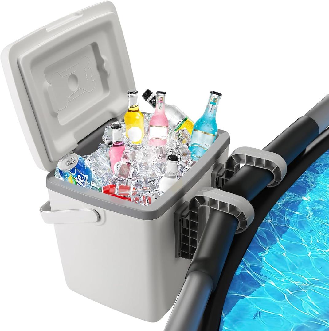 13.74 Qt Pool Cooler for Above Ground Pools, with 5 Ice Pack, Hard Cooler with Handle, Portable Above Ground Pool Accessories, Cans Keep Cold for 1-3 Days, Suitable for Poolside, Camping, Fishing