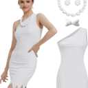 KaKaxi Sexy Halloween Costumes for Women Cave Caveman Costume Adult Couples Family Dress with Necklace Accessories (Small)