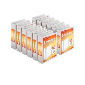 Cardinal Economy 3-Ring Binders, 3", Round Rings, Holds 625 Sheets, ClearVue Presentation View, Non-Stick, White, Carton of 12 (90651)