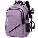 FENGDONG Large Laptop Backpack 17.3 inch Durable Waterproof Travel College Backpack Bookbag for Men & Women Business Backpack with USB Charging Port and Headset Port Light Purple