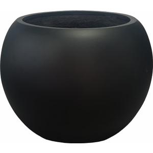 Panlaolao 13.5 H x 17" Dia (12" Pot Opening) Round Fiberstone Planter with Drainage Hole, Black, Indoor/Outdoor Large Plant Pot for Home Patio Garden, Ideal for Large Plants