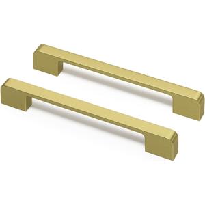 Rergy Cabinet Pulls Kitchen Handles for Cabinets, 10Pack Bronze Gold 6-1/4inch Hole Center, Square Drawer Hardware Zinc Alloy Dresser Handle for Cupboard