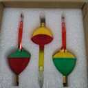 Novelty Lights Replacement Bubble Lights 3 Pack, Traditional Red/Yellow Liquid with Multicolor Bases, Vintage Glass Holiday Bulbs with Flowing Liquid, 5 Watts Each, C7/E12 Base