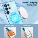 OOK Magnetic Phone Case for Samsung Galaxy S25 Ultra 6.9 Inch [Wireless Charging Compatible] Soft TPU Heart Design Shockproof Protection Electroplated Slim Case with Strap Lanyard - Blue