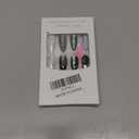 Medium Press on Nails Almond Fake Nails with Designs French Tip Stick on Nails Black Heart False Nails Silver Star Acrylic Nails Full Cover Gem Glue on Nails for Women DIY Manicure Decorations 24pcs