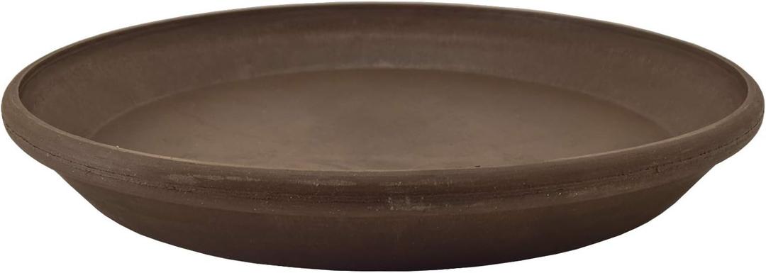 PSW Pot Collection AP25C 10-inch Plastic/Stone/Wood Composite Plant Saucer Drip Tray No Drainage Hole (Drillable), Indoor/Outer Water Tray, Chocolate