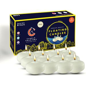 Candle Charisma Ivory Floating Candles 3 Inch (Set of 36)  8-Hour Dripless, Smokeless Burn with Natural Flickering Flame  Perfect for Weddings, Centerpieces, Pool Nights & Special Events