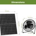 8" Solar Floor Fan for Home Outdoor Chicken Coop Greenhouse Dog House Summer Air Circulation Cooling, 25W Solar Powered with 2000 RPM High Speed