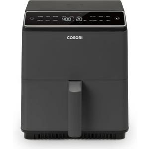 Cosori Air Fryer 6.8-Qt, 12 One-Touch Functions, Dual Heating Elements for Even Cooking, Ceramic-Coated Nonstick Basket, Dishwasher-Safe, 1750W, Family Size for 4-6, Gray
