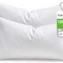 TOPGREEN Feathers Down Throw Pillow Inserts 12x20, Set of 2, 100% Organic Cotton Shell, Soft Decorative Lumbar Pillow Insert for Living Room Sofa, Couch, or Bed (White)