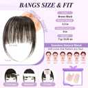 Yorda Bangs Hair Clip 100% Human Hair Clip in Bangs Fringe with Temples Wispy/French Bangs for Women Natural Looking for Daily Use (Wispy Bangs, Brown Black)