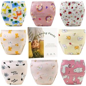 Upairy Training Pants for Boys Girls,Toddler Potty Training Underwear,Leakproof Reusable Kid Confident Panties,Children's Potty Underwear 100% Cotton for 2T-6T(8PCS,L)