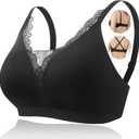 Post-Surgery Mastectomy Bra Breast Prosthesis Breast Forms Artificial Fake Boobs Bralette Daily Bra (X-Large, Black)
