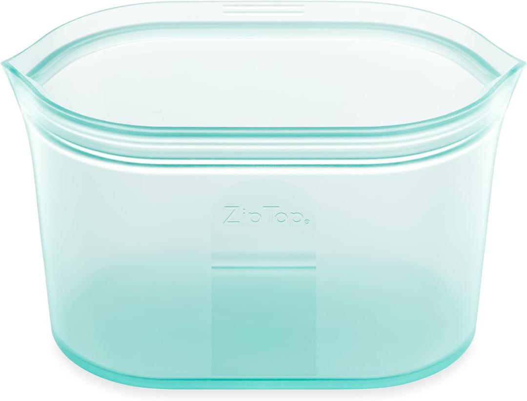 Zip Top Reusable Food Storage Bags | Large Dish [Teal] | Silicone Meal Prep Container | Microwave, Dishwasher and Freezer Safe | Made in the USA