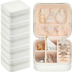 Taiyin Travel Jewelry Case, Bridesmaid Gifts Mini Jewelry Organizer, PU Leather Portable Earring Box for Women Girls, 6 Pcs