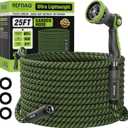 Garden Hose, Flexible Ultra Lightweight Durable, Kink-Free Water Hose with 10 Function Sprayer - Non-Shrinking, Easy to Store, All-Weather, High-Pressure (25FT)