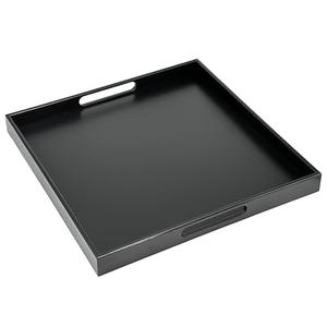 Bam & Boo 20" x 20" x 2" Square Natural Bamboo Ottoman Tray with Handles, Black