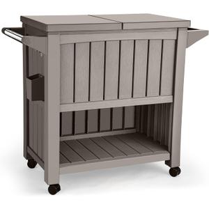 YITAHOME 85 Quart Rolling Cooler Cart with Bottle Opener Drainage, Portable Cooler on Wheels, Outdoor Beverage Cart Ice Chest for Patio Pool Deck Party BBQ Cookouts (Taupe)