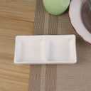 Luxshiny Ceramic 2-Compartment Snack Dish Divided Appetizer Serving Tray for Sauces Dips Condiments Sturdy Spice Dish for Kitchen Dining Gatherings