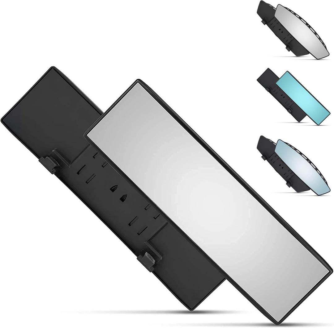 Verivue Universal Panoramic 12-Inch Rear View Mirror, Anti-Glare Wide Angle Car Mirror, Rearview Mirrors Accessory for Baby Rear-Facing, Clear Panoramic Convex Mirrors for Cars