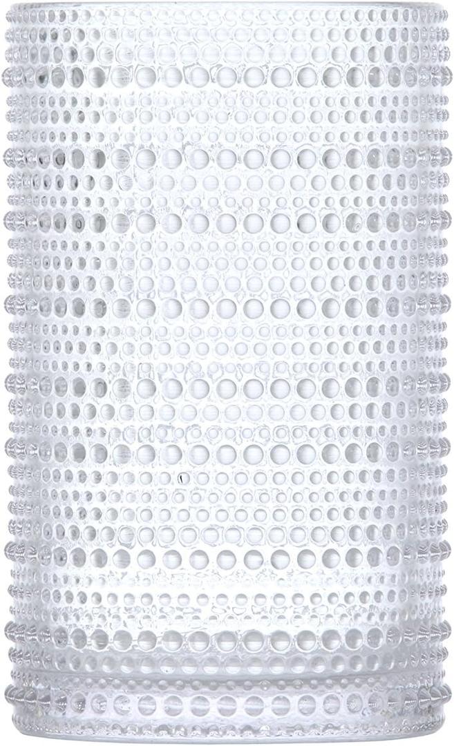 Fortessa Orbetto Outdoor Hobnail Plastic Drinkware Collection, Iced Beverage Cocktail Glass 4 Pack, 13 Ounce, Clear