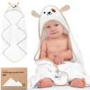 KeaBabies Hooded Baby Towel for Newborn - Viscose Derived from Bamboo Large Baby Bath Towels with Hood for Boys, Girls, Toddler, Extra Absorbent & Soft Newborn Bath Essentials (Dog) (Regular 35x35)
